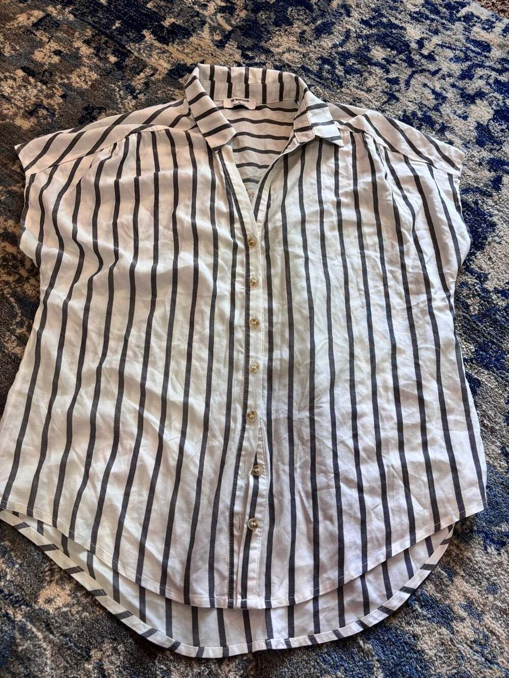 The Workshop Size M Black White Striped Blouse